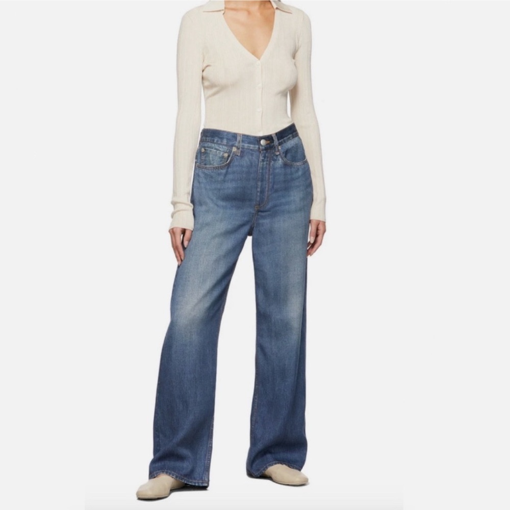 NWT ✨ Rag & Bone Liquid Miramar Featherweight Wide Leg Jean Pants in Redwood